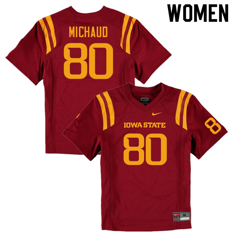 Iowa State Cyclones Women's #80 Tristan Michaud Nike NCAA Authentic Cardinal College Stitched Football Jersey TX42E46EN
